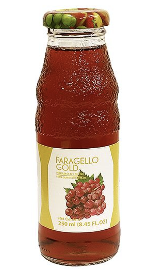FARAGELLO GOLD GRAPE NECTAR GLASS BOTTLE 250ML